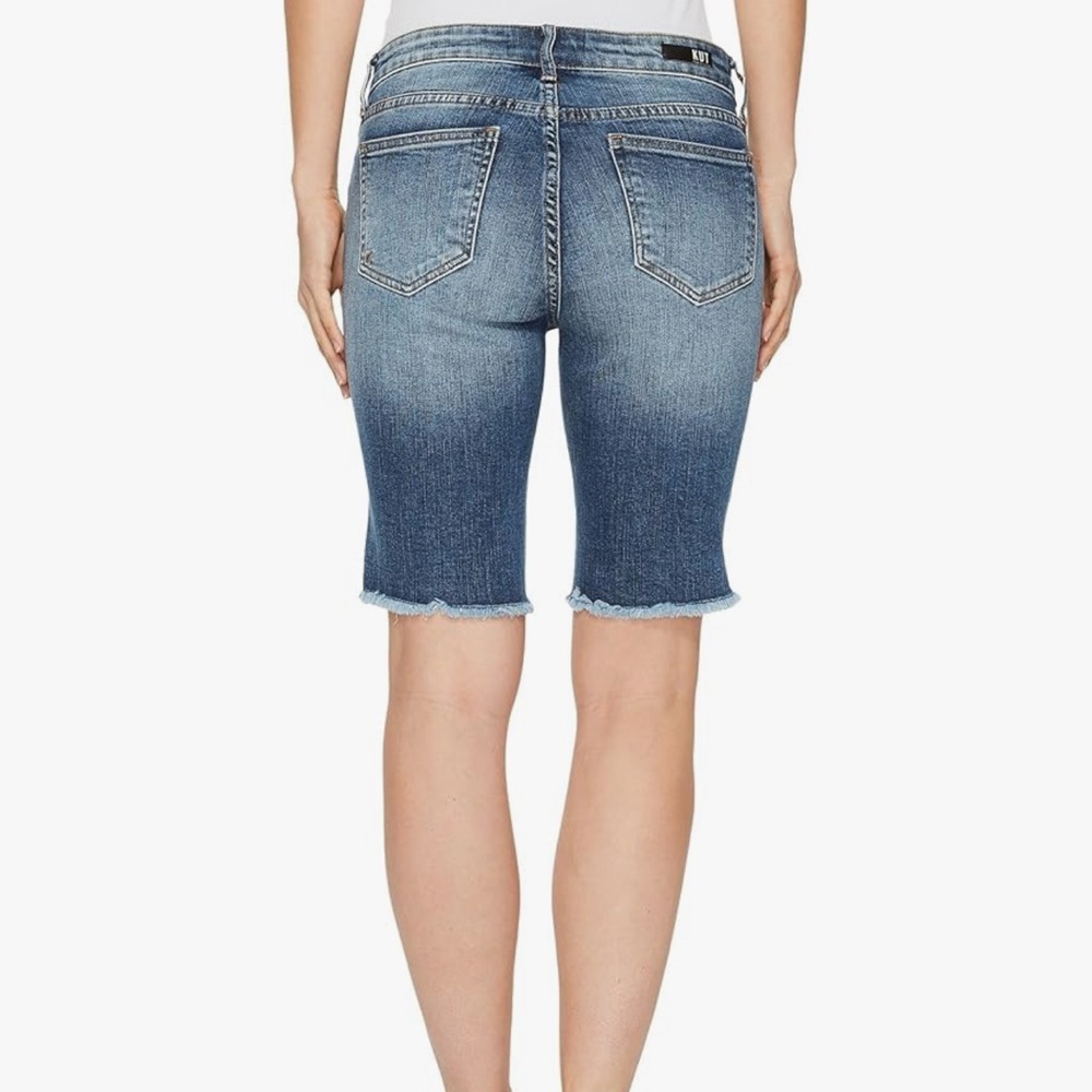 Kut from the Kloth Sophie Bermuda Frayed Hem Blue Size 0 NWT - Picture 3 of 11
